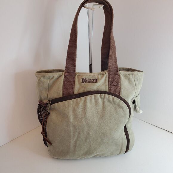 Vintage Duluth Trading Co. Canvas Day Tote Bag Style 42138 Gray And Brown - Picture 1 of 8